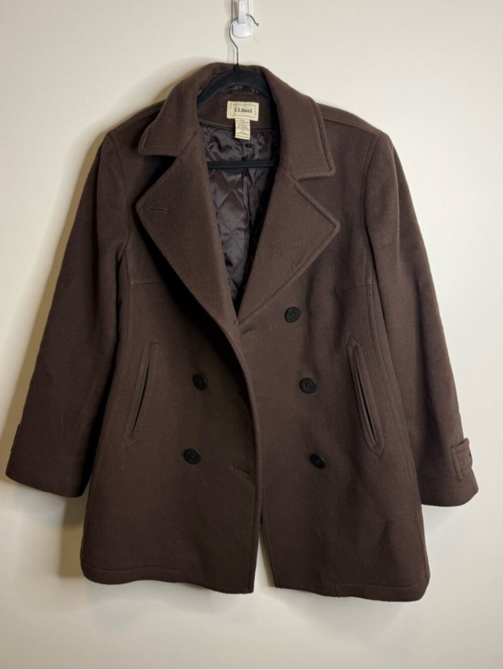 Women's LL BEAN Classic Lambswool brown Peacoat size 1x